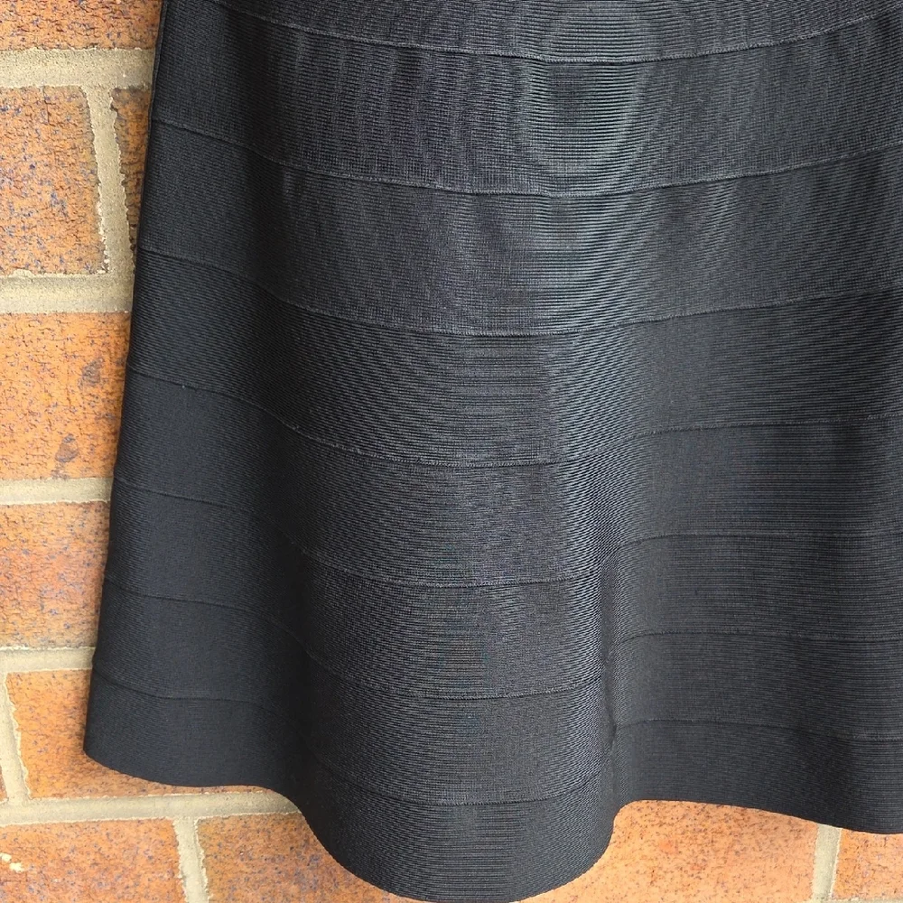 HERVE LEGER Black Bruna Sleeveless V Neck Bandage Fit & Flare Dress